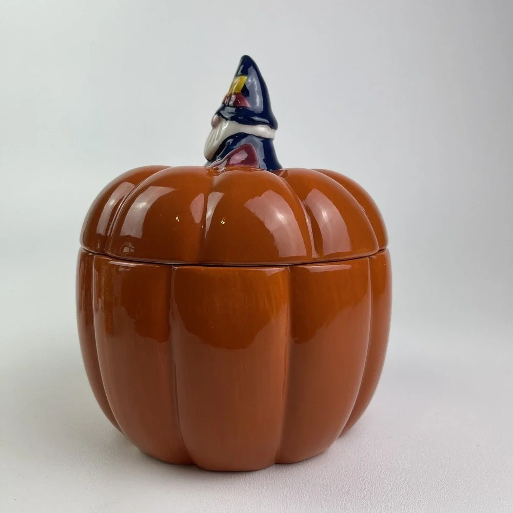 Sheffield Home Halloween Wizard Vintage Retro Large Pumpkin Cookie Biscuit Jar